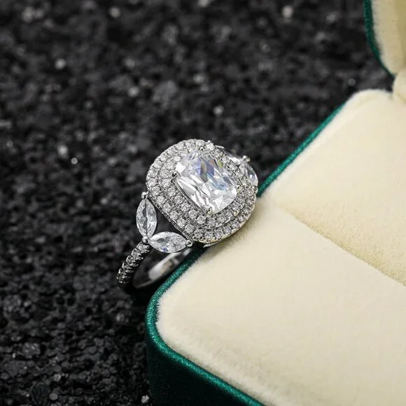 😍Crystal Shiny Large Oval Macro Pave Wedding Romantic Ring for Women, K872 - Picture 11 of 12